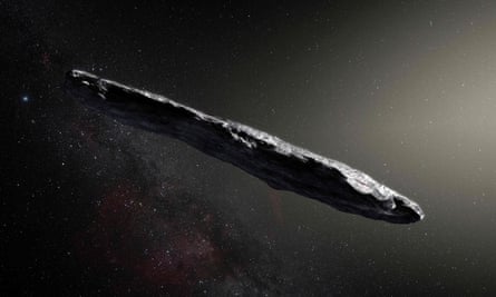 An illustration of Oumuamua released after its discovery in 2017.