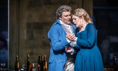 Jonas Kaufmann and a distressed Sondra Radvanovsky embrace in Andrea Chénier