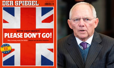 Der Spiegel’s Brexit edition, which carries an interview with Wolfgang Schäuble, right.