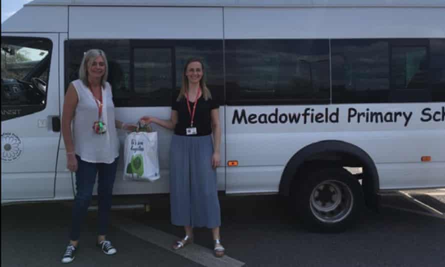 Staff at Meadowfield primary school in Leeds prepare to deliver supplies to families