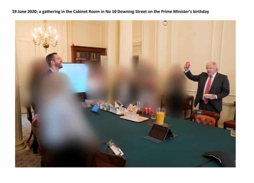 Boris Johnson and Simon Case in cabinet room on PM’s birthday
