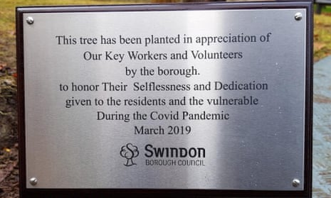 The plaque made to honour the efforts of Swindon's key workers during the Covid pandemic.