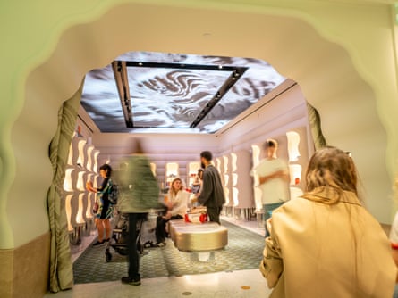 People shop in a highly decorated space