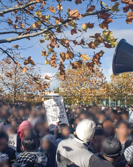 Students at the protest in Luton on 17 November.