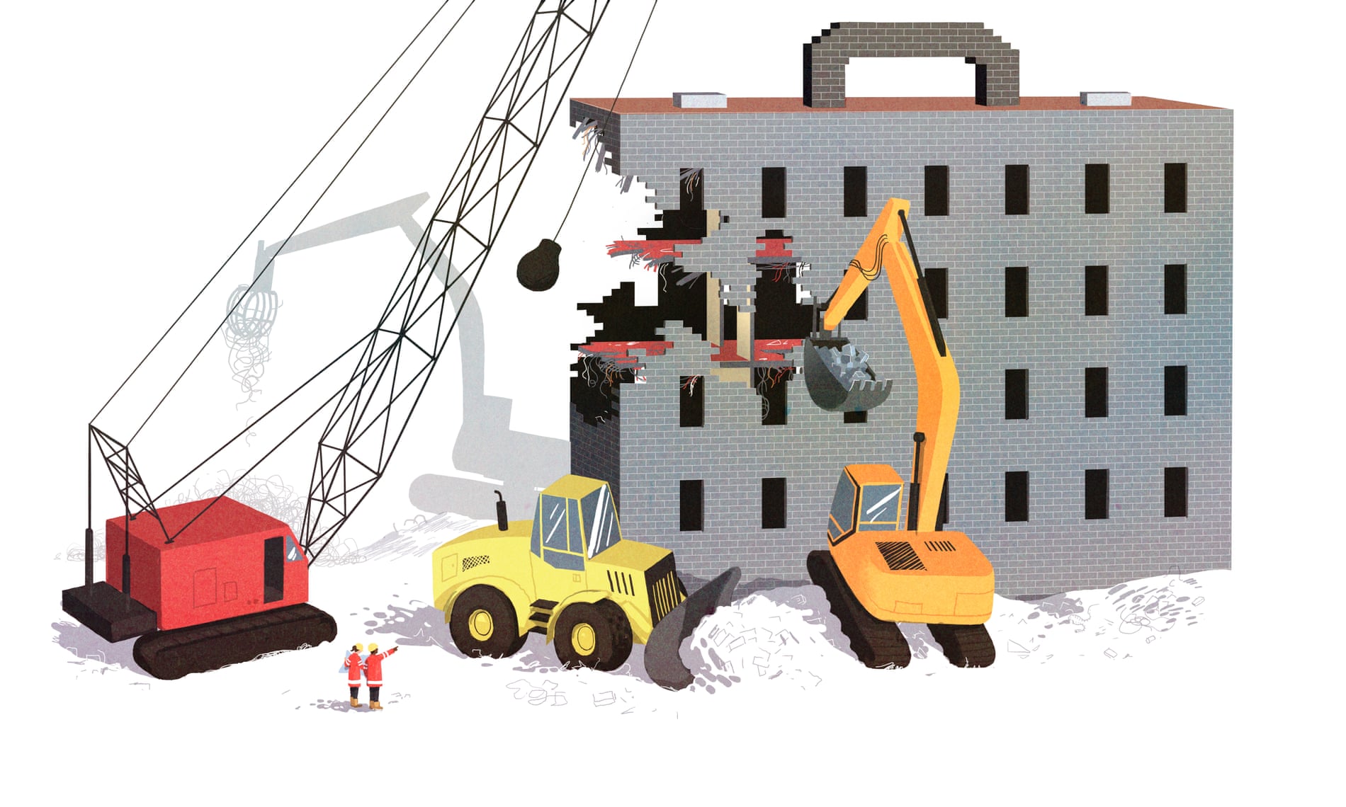 Illustration business school bulldozer