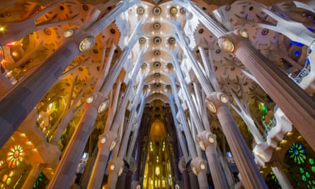 Inside the church Sagrada Família.