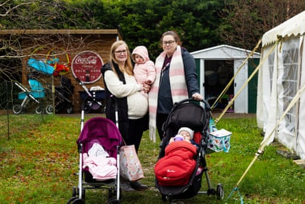 Briony Shennan (left) and Maeve with Tanya Forder and Gabriel