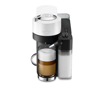Black, white and silver Nespresso Vertuo Lattissima coffee machine
