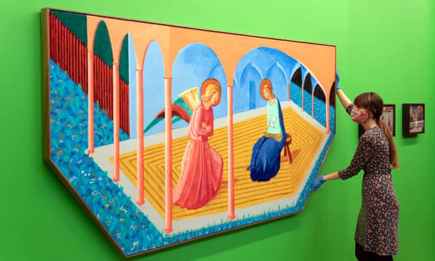 Annunciation II, After Fra Angelico by David Hockney on display at The Fitzwilliam Museum.