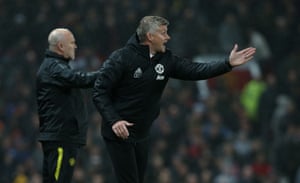 Ole Gunnar Solskjaer patrols the touchline.