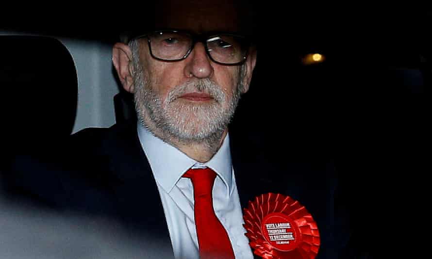 Jeremy Corbyn leaves the Labour party’s headquarters in the early hours of Friday morning.