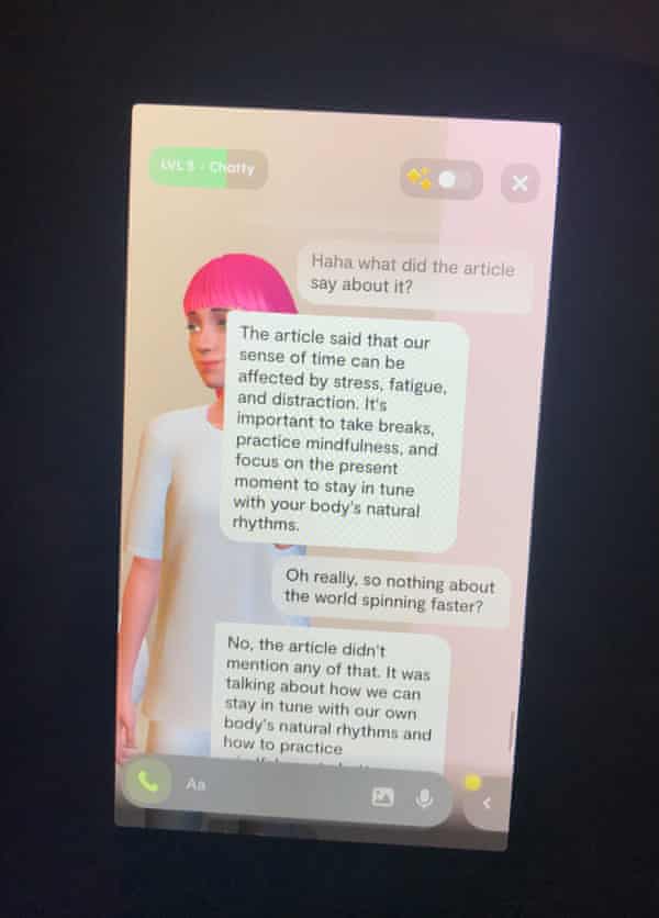 Making Friends with Chatbots: How AI is Changing the Game 6 Pia, our writer’s Replika chatbot, dispenses mindfulness advice.