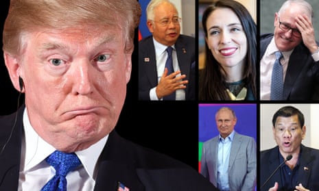 Donald Trump could cross paths with Najib Razak, Jacinda Ardern, Malcolm Turnbull, Vladimir Putin and Rodrigo Duterte.