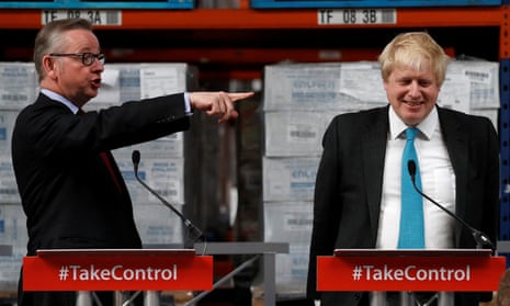 Michael Gove and Boris Johnson during a Vote Leave event in Stratford upon Avon in 2016.