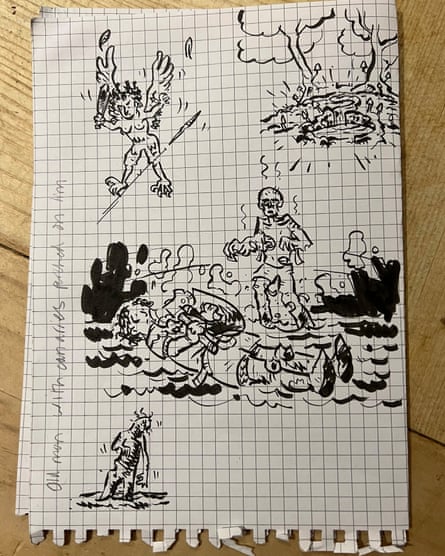 Cole Henley’s drawings of the Dungeons and Dragons session