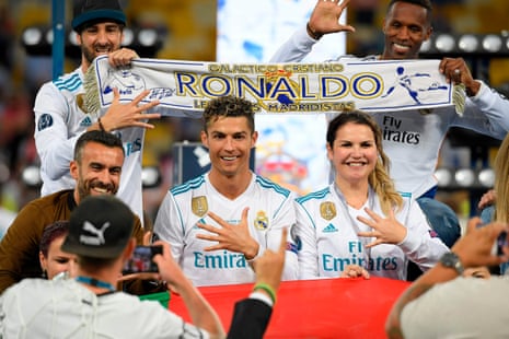 Cristiano Ronaldo celebrates with his sister Katia Aveiro after winning his fifth Champions League final.