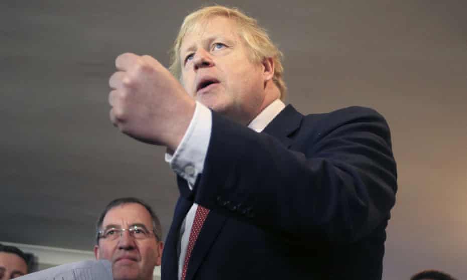 Boris Johnson during a visit to Sedgefield, north-east England