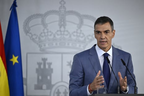 Spanish prime minister Pedro Sánchez holds a press conference in Madrid, Spain.