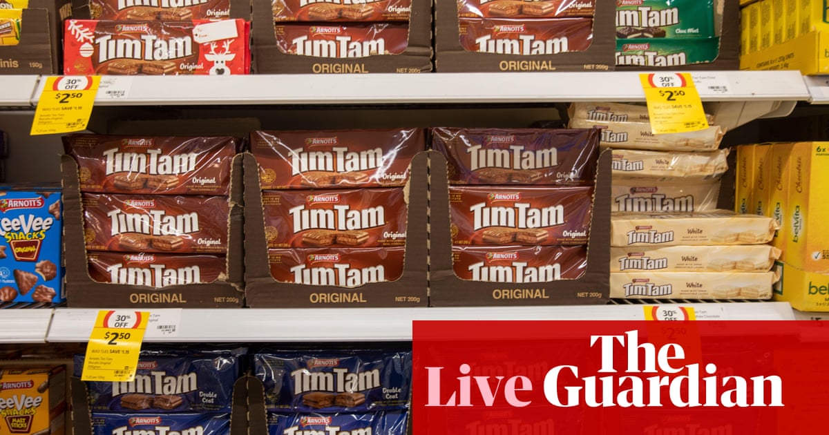 Australia news live: Woolworths says ‘ask Arnott’s’ why Tim Tams are cheaper in UK; social media lights up with spectacular aurora photos Australia news live: Woolworths says ‘ask Arnott’s’ why Tim Tams are cheaper in UK; social media lights up with spectacular aurora photos