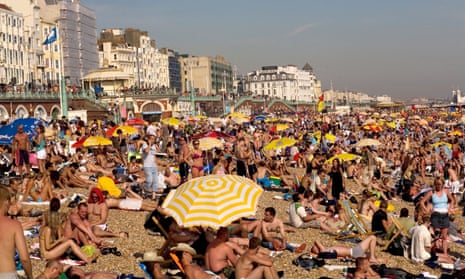 Brighton Beach, Sussex, United Kingdom on the hottest day of the summer in 2007
