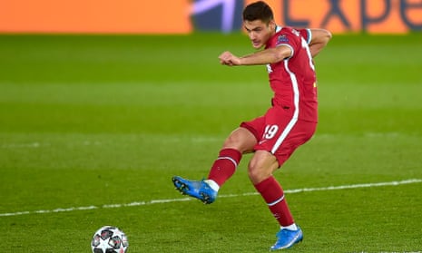 Ozan Kabak playing for Liverpool against Real Madrid when on loan from Schalke last season