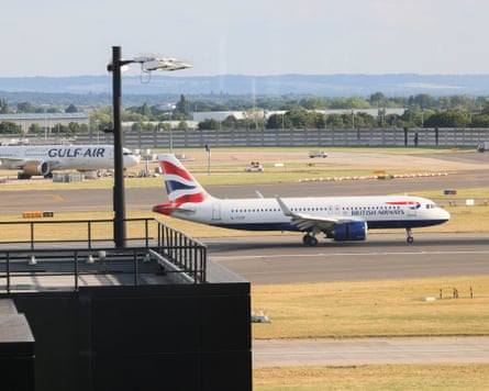 A plane prepares ahead of taking-off at Heathrow