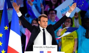 Macron after delivering a speech in Paris