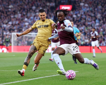 Evann Guessand made his first Aston Villa start against Crystal Palace.
