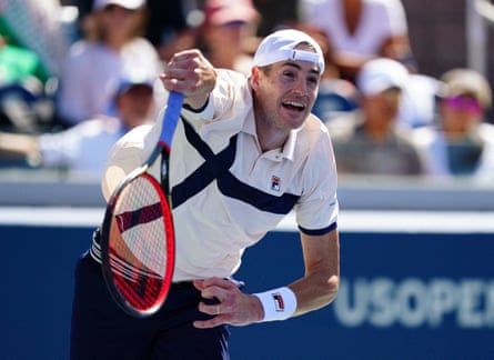 John Isner serves during Thursday’s second-round match at the US Open.