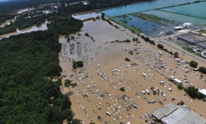Flooded areas of Baton Rouge, Louisiana, are seen in this 15 August aerial photograph.