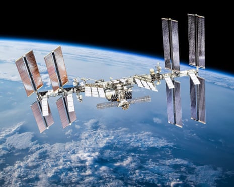 The International Space Station orbiting Earth.