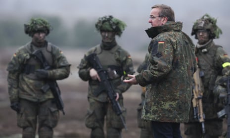 Germany’s new defence minister, Boris Pistorius, visiting soldiers at a military training area in Altengrabow inJanuary.