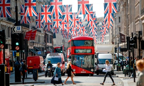 Union flag decorations in Regent Street, London