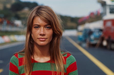 Francoise Hardy on the set of the 1966 film Grand Prix.
