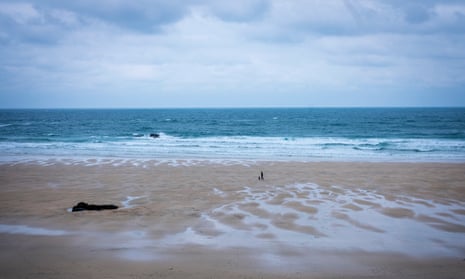 An empty beach in St Ives, Cornwall, UK, in winter
