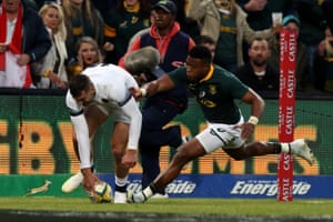 Jonny May touches down for the second England try.