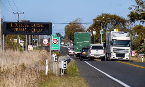A road sign during level 3 lockdown in New Zealand 