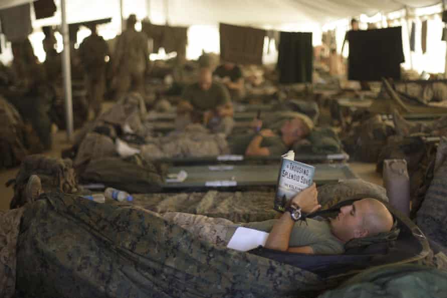 US Marines inside a tent at Camp Leatherneck in Afghanistan’s Helmand province in 2009.
