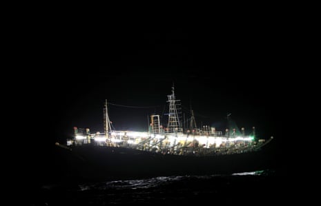 Images of the Chinese squid jigger vessel at night, Jorge de la Quintana