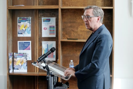 Alan Milburn speaking to the media at the publication of his interim report into youth unemployment.