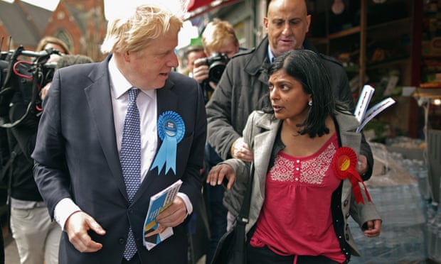 Boris Johnson and Rupa Huq during the 2015 general election.