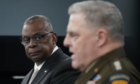 Lloyd Austin and the chairman of the joint chiefs of staff, Gen Mark Milley.