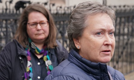 Faye Harris (left) and Cathy Gardner outside the Royal Courts of Justice