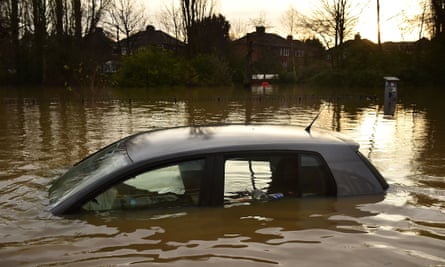 Vehicles in the Huntington Road area of York after the River Foss burst its banks