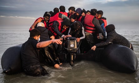 Migrants in Dunkirk about to attempt the perilous Channel crossing