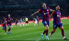 Barcelona's Robert Lewandowski celebrates after scoring the winner
