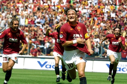 Francesco Totti scores against Parma on the final day as Roma clinch the 2001 Scudetto.
