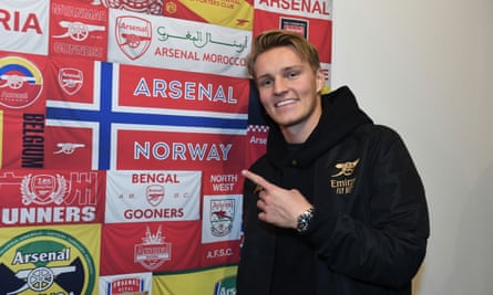 The Arsenal captain, Martin Ødegaard, at the exhibition.