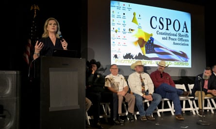 Catherine Engelbrecht, founder of True the Vote, speaks in Las Vegas, Nevada, in July.