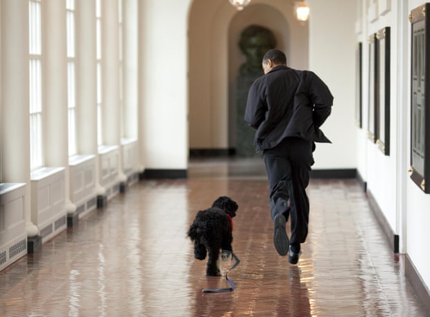 With Bo, the first family’s dog, on 15 March 2009